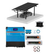 Solar Car Port Kit (Single) - 48V 6kVa 230V Inverter, 4kW MPPT Solar Charger & 10.24kWh Lithium Batteries, single carport mount & solar panels